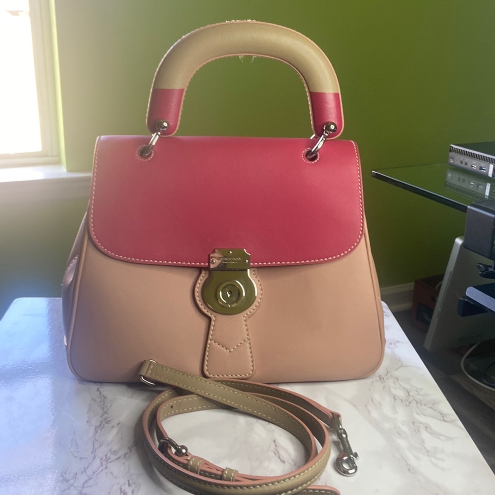 🇬🇧✨BURBERRY✨TRENCH CALFSKIN PINK CROSSBODY/TOP HANDLE✨with COA